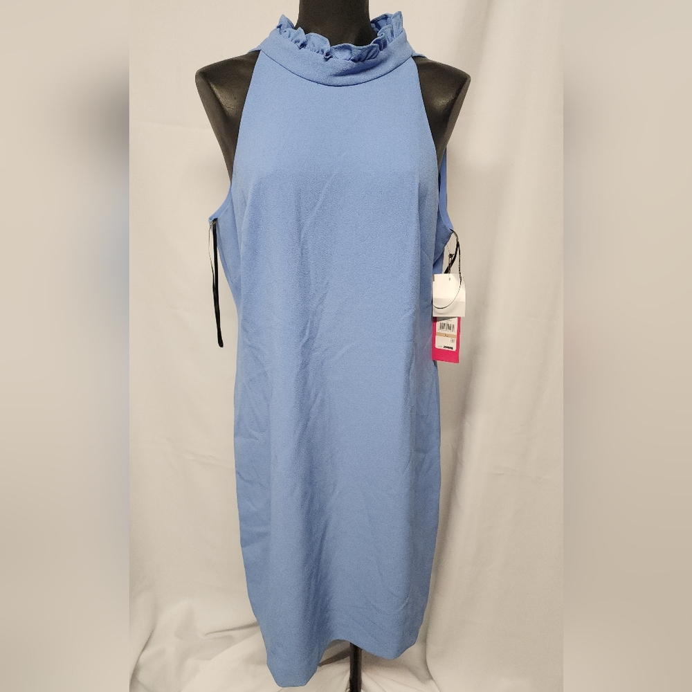 Vince Camuto ruffle trimmed high neck shift dress. Sz 12 - Picture 3 of 6